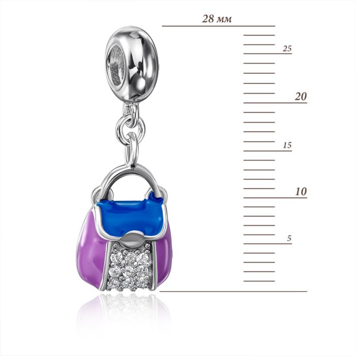 Срібна підвіска шарм з фіанітами. Артикул PD10444B-P/12/1817