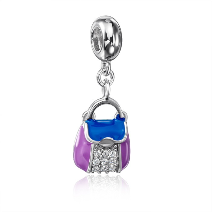 Срібна підвіска шарм з фіанітами. Артикул PD10444B-P/12/1817