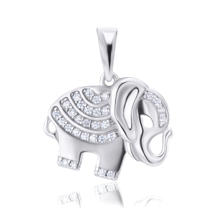 Срібна підвіска «Слон» з фіанітами. Артикул 35347/12/1/1