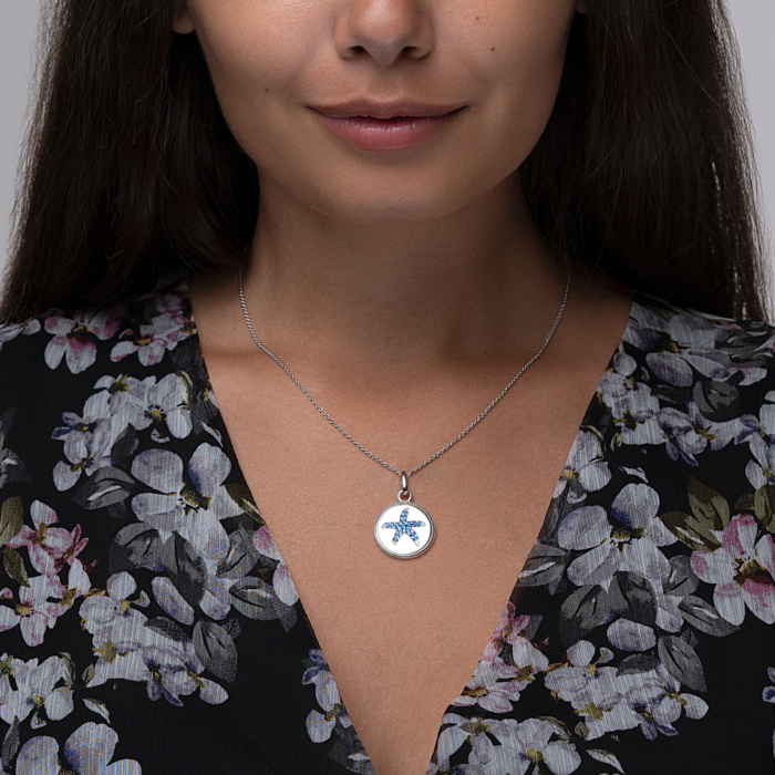 Срібна підвіска «Зірка» з фіанітами. Артикул MP14030A-P/12/1549