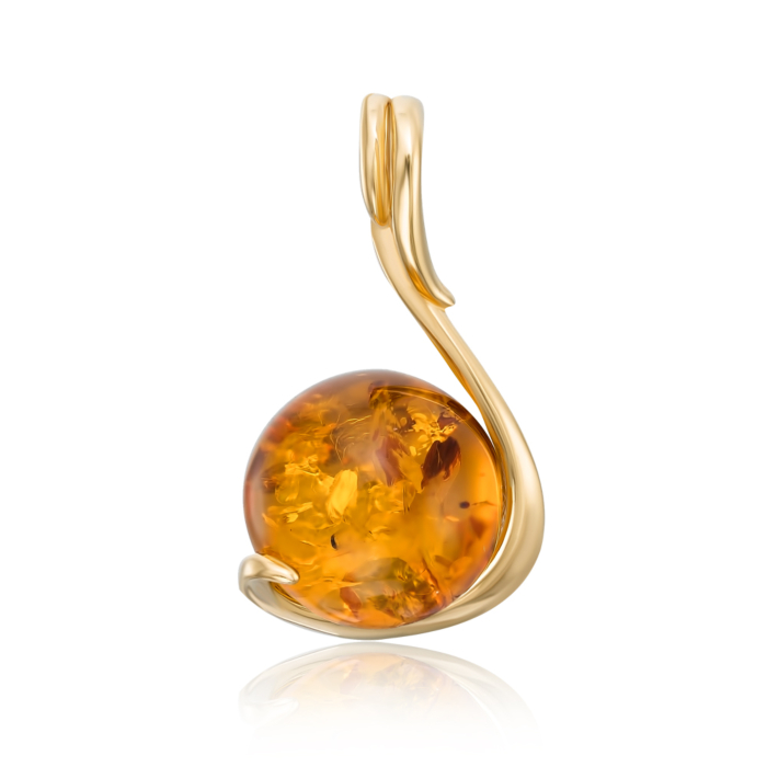 Срібна позолочена підвіска з бурштином. Артикул AuP137C-P/20/2787