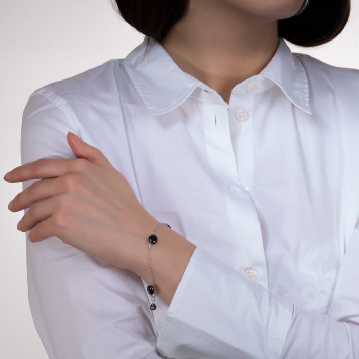 Срібний браслет з керамікою. Артикул SB2825-B-B/12