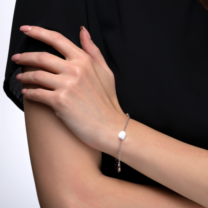 Срібний браслет з керамікою. Артикул SB3015-W-B/12/1541