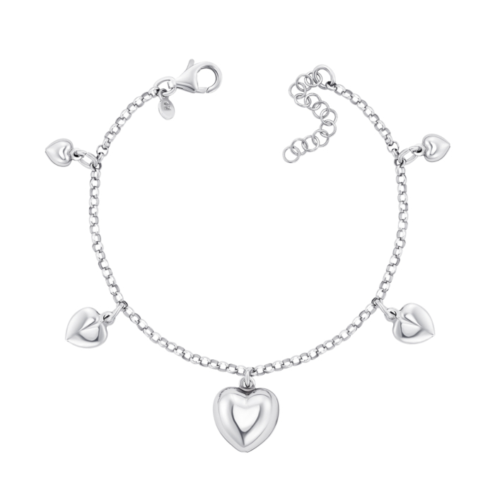 Серебряный браслет с подвеской «Сердце» без вставки. Артикул BCHXD000026-B/12