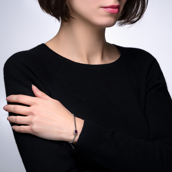 Срібний браслет з рубіном. Артикул NA-679-B/12/8809