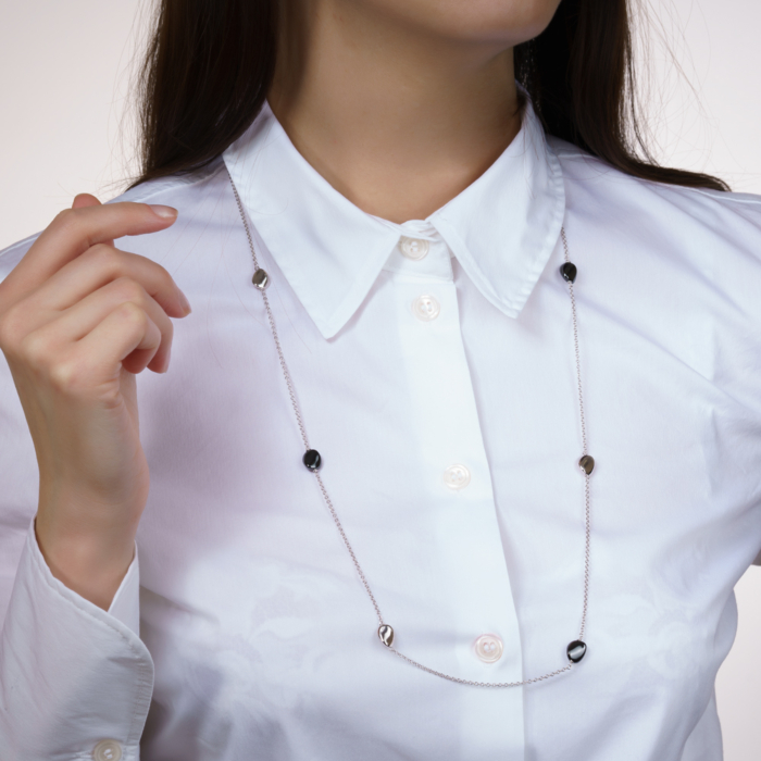 Серебряное колье с керамикой. Артикул SN3015-B-K/12/1541