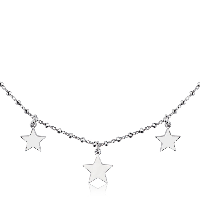 Срібне кольє «Зірки» без вставки. Артикул CFAXD000103-K/12