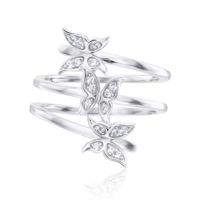 Серебряное кольцо «Бабочки» с фианитами. Артикул ml13222a-R/12/1