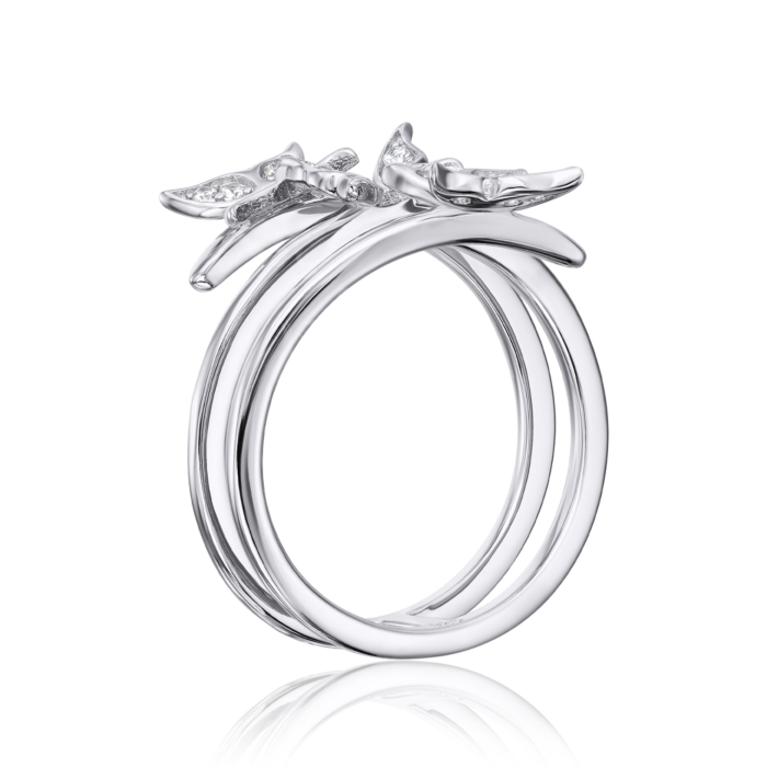 Серебряное кольцо «Бабочки» с фианитами. Артикул ml13222a-R/12/1