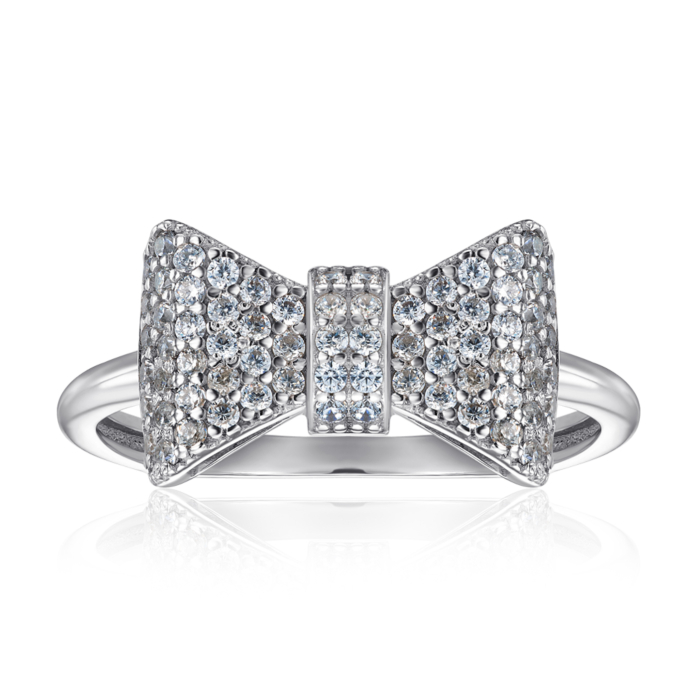 Серебряное кольцо «Бантик» с фианитами. Артикул 001352/12/1/1