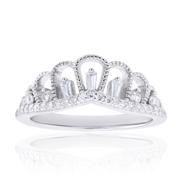 Серебряное кольцо «Корона» с фианитами. Артикул ML13999A-R/12/1