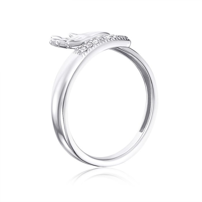 Срібна каблучка «Долонь» з фіанітами. Артикул 001097/12/1/42