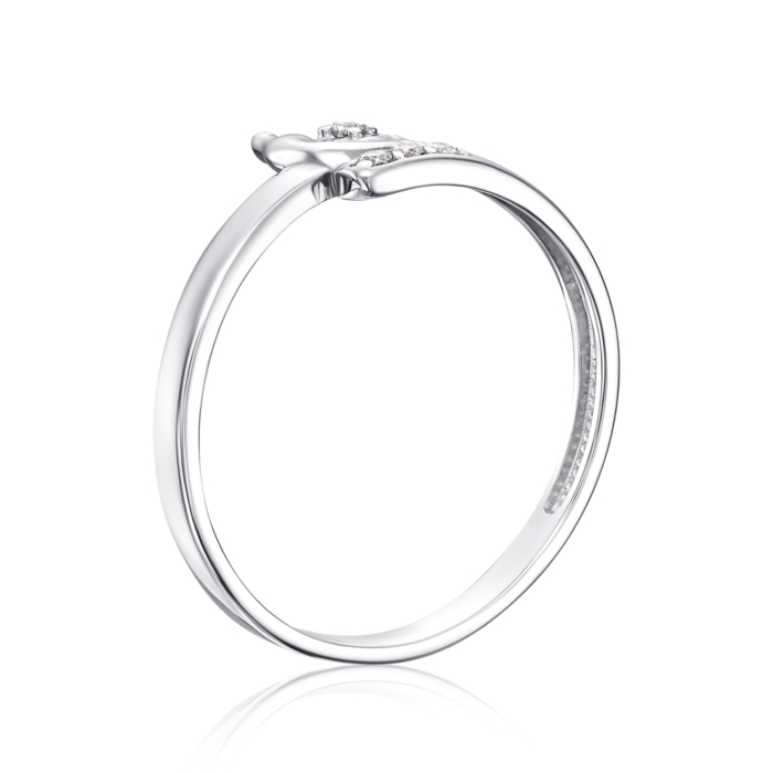 Срібна каблучка «Долонь» з фіанітами. Артикул 00988/12/1/13