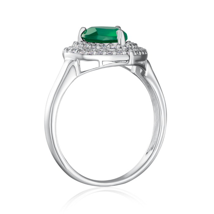 Серебряное кольцо с агатом и фианитами. Артикул R591-R/12/7201