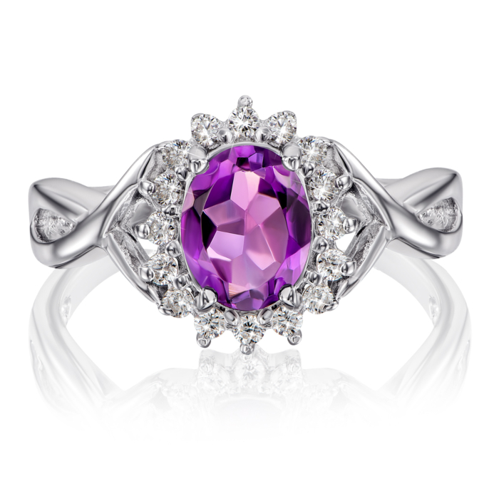 Срібна каблучка з аметистом. Артикул GRE1906-R/12/5272