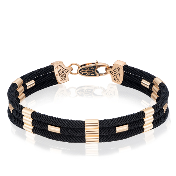 Текстильний браслет з золотими вставками. Артикул 07229/01/4