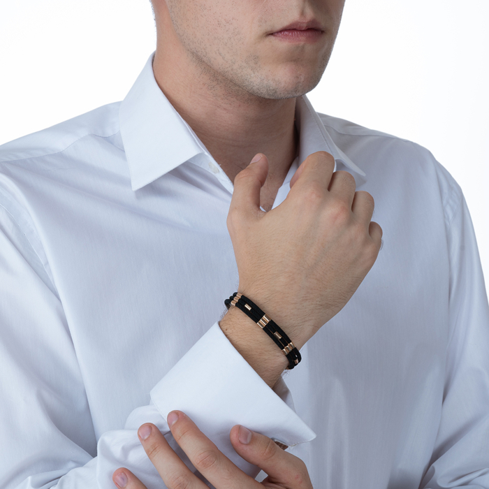 Текстильний браслет з золотими вставками. Артикул 07229/01/4