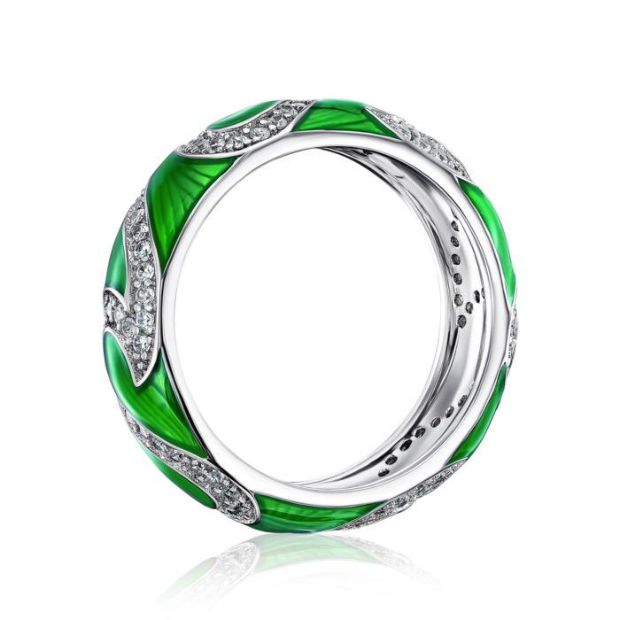 Серебряное кольцо с эмалью и фианитами. Артикул 15032RA4-R/12/1810