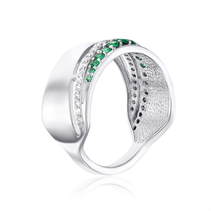 Серебряное кольцо с фианитами. Артикул 001086/12/1/3381