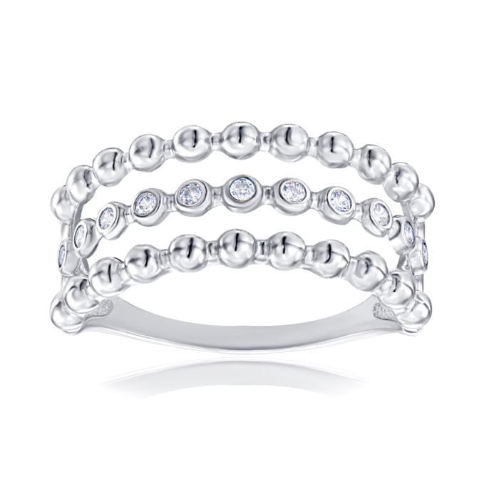 Серебряное кольцо с фианитами. Артикул 001121/12/1/3