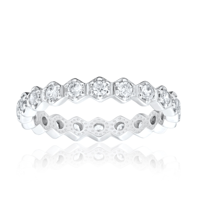 Срібна каблучка з фіанітами. Артикул 00943/12/1/17