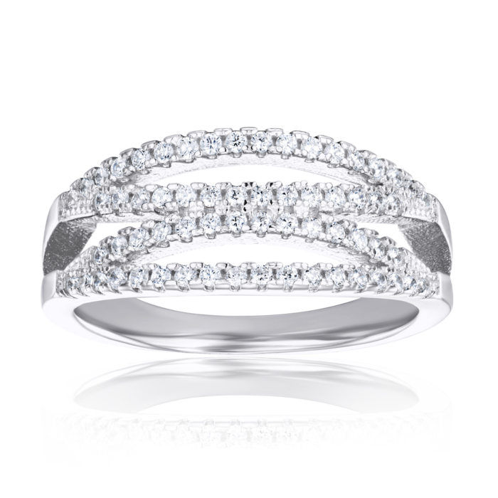 Срібна каблучка з фіанітами. Артикул 2R11264-R/12/1