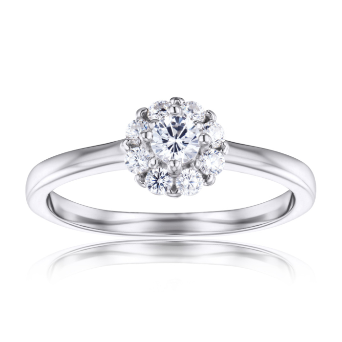 Серебряное кольцо с фианитами. Артикул 2R21046-R/12/1