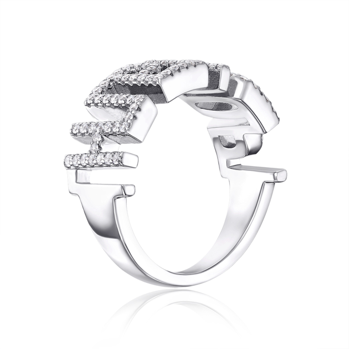Срібна каблучка з фіанітами. Артикул ML14187A-R/12/1