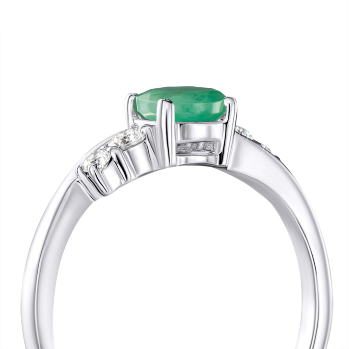 Срібна каблучка зі смарагдом. Артикул OR565-R/12/8819