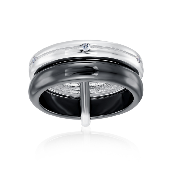 Серебряное кольцо с керамикой и фианитами. Артикул SR2067-B-R/12/1