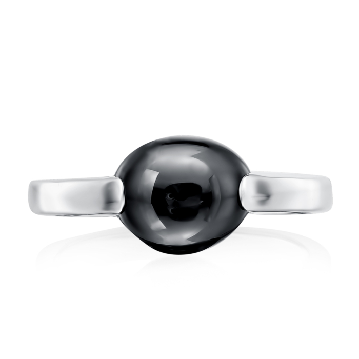 Срібна каблучка з керамікою і фіанітом. Артикул SR2824-B-R/12