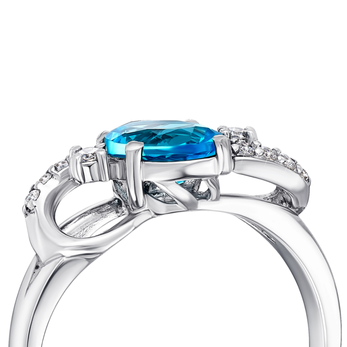 Серебряное кольцо с кварцем и фианитами. Артикул 1720/9р-QSWB