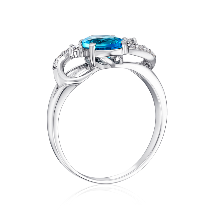 Серебряное кольцо с кварцем и фианитами. Артикул 1720/9р-QSWB