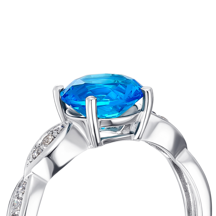 Серебряное кольцо с кварцем и фианитами. Артикул 1980/9р-QSWB