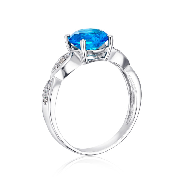 Серебряное кольцо с кварцем и фианитами. Артикул 1980/9р-QSWB