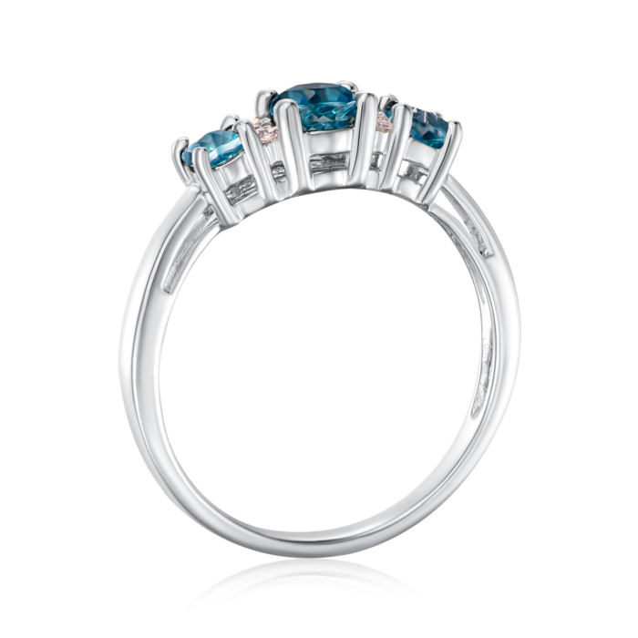 Серебряное кольцо с London топазом и фианитами. Артикул R206-R/12/7205