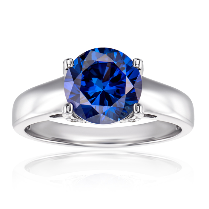 Серебряное кольцо с сапфиром и фианитами. Артикул 00953/12/1/2295