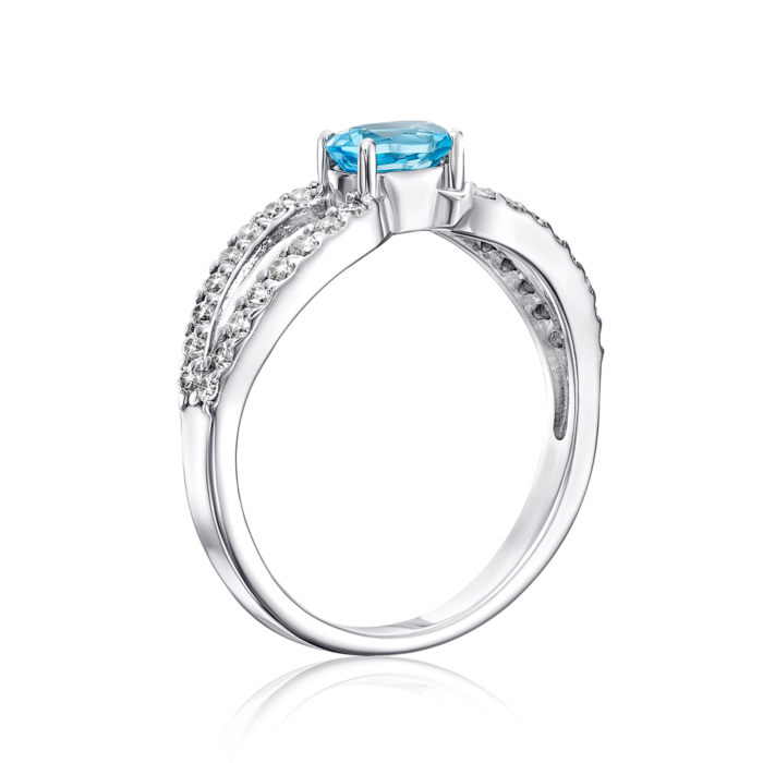 Срібна каблучка з топазом і фіанітами. Артикул 00842/12/1/5938