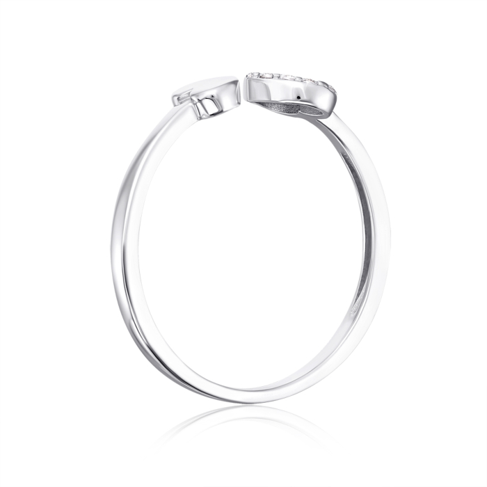 Срібна каблучка «Серце» з фіанітами. Артикул 001044/12/1/13