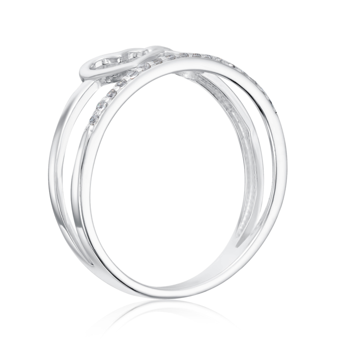 Срібна каблучка «Серце» з фіанітами. Артикул 001122/12/1/1