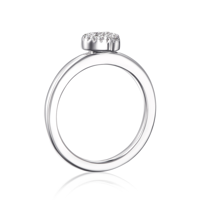 Срібна каблучка «Серце» з фіанітами. Артикул OL02895A-R/12/1