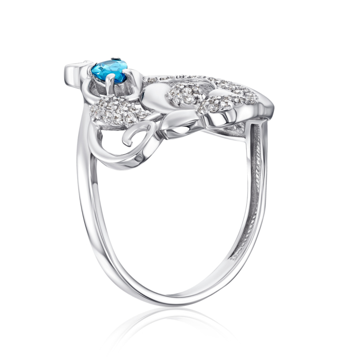 Срібна каблучка «Жар-птиця» з фіанітами. Артикул 00969/12/1/2871