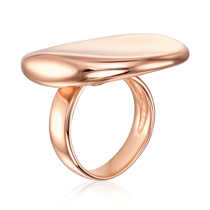 Серебряное позолоченное кольцо без вставки. Артикул 5AG0041G-R/17