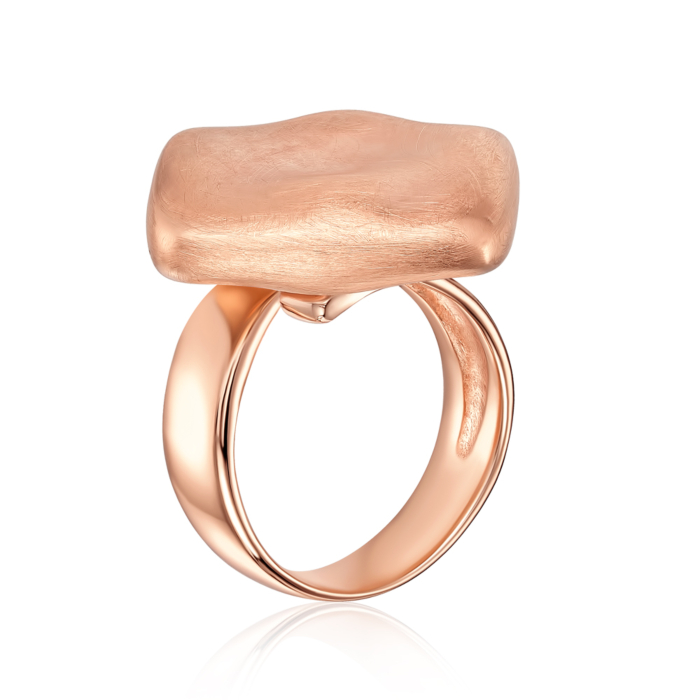 Серебряное позолоченное кольцо без вставки. Артикул 5AG0047G-R/17