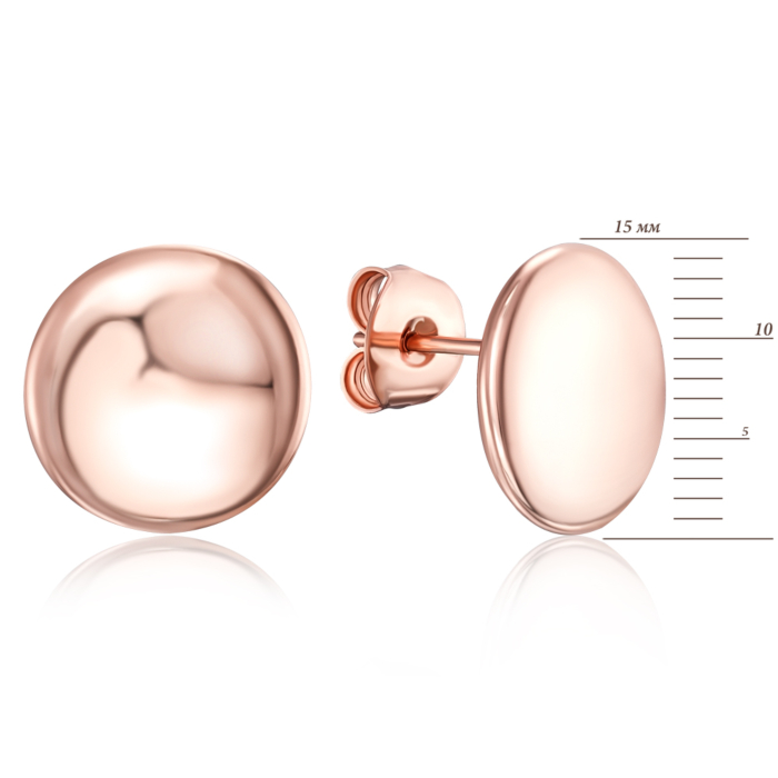 Серебряные позолоченные пуссеты без вставки. Артикул 1AG1434G-E/17