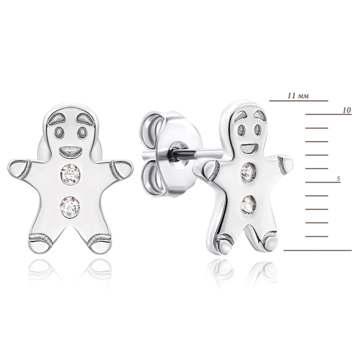 Серебряные серьги-пуссеты с фианитами. Артикул 1EA82797-E/12/1