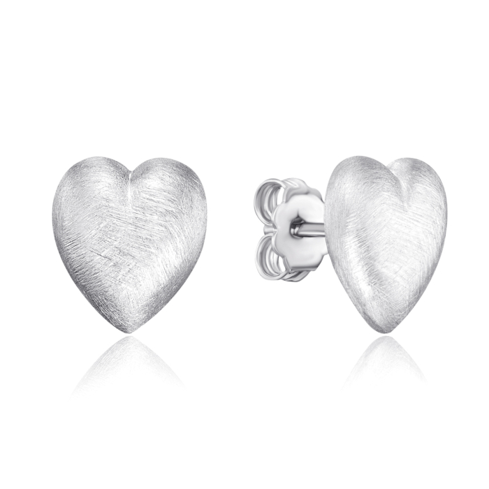 Серебряные пуссеты «Сердце» без вставки. Артикул S-OR-03-067/A/R-E/12