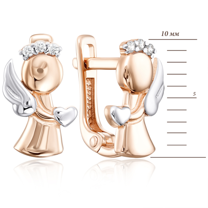 Золоті сережки «Янгол» з фіанітами. Артикул 22356/01/1/1