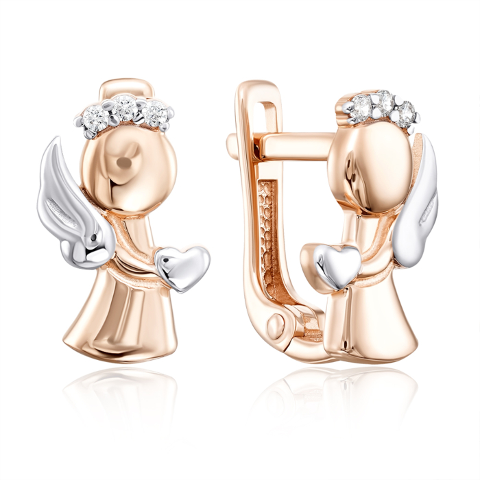 Золоті сережки «Янгол» з фіанітами. Артикул 22356/01/1/1