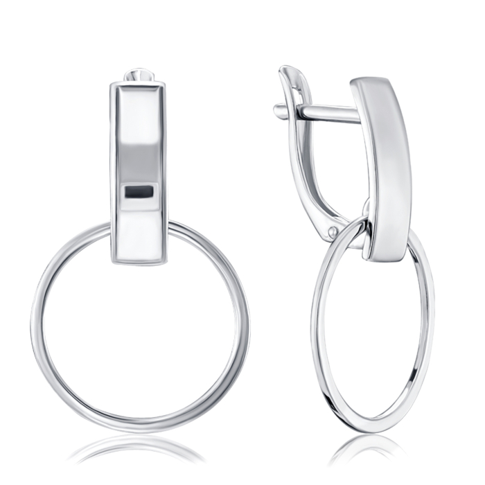 Серебряные серьги без вставки. Артикул 40676/12/1